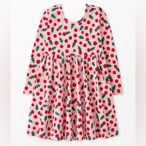 NWT Hanna Andersson Holiday Skater LS Dress, Snowberries Pink, Size 100 (US 4)